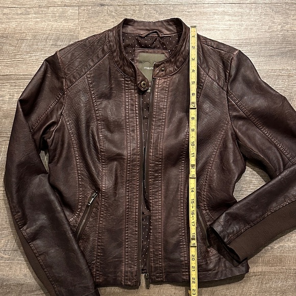Maurices Brown faux Leather motoJacket Size Medium - Picture 11 of 11